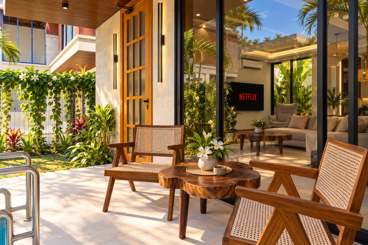Sun-Lit 3BR Pool Villa in Sanur